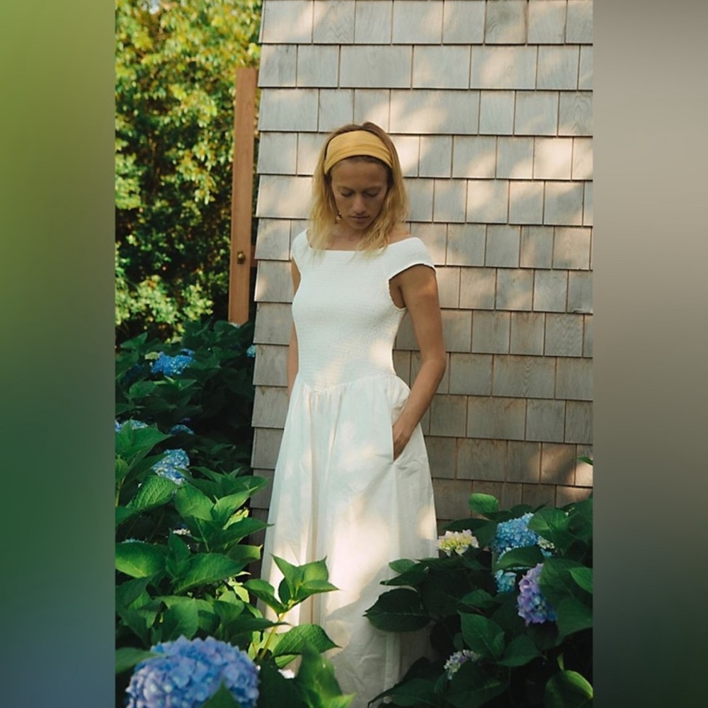 NWT Free People Smocked Ceci Midi Dress White M - Picture 6 of 7
